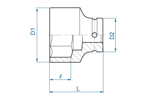 NASADKA KRÓTKA UDAROWA 6-KĄTNA 3/4'' CALOWA 1-1/8'' 53MM NASADKA KRÓTKA UDAROWA 6-KĄTNA 3/4'' CALOWA 1-1/8'' 53MM