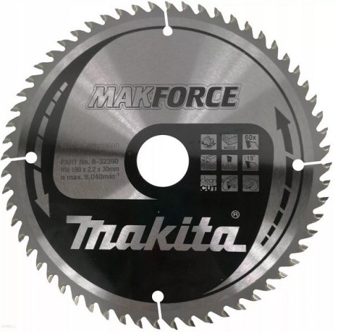 PIŁA SPIEKOWA DO DREWNA MAKFORCE 190*30MM 60Z PIŁA SPIEKOWA DO DREWNA MAKFORCE 190*30MM 60Z