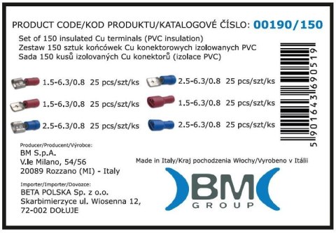 ZESTAW KOŃCÓWEK KONEKTOROWYCH IZOLOWANYCH 150 SZTUK ZESTAW KOŃCÓWEK KONEKTOROWYCH IZOLOWANYCH 150 SZTUK