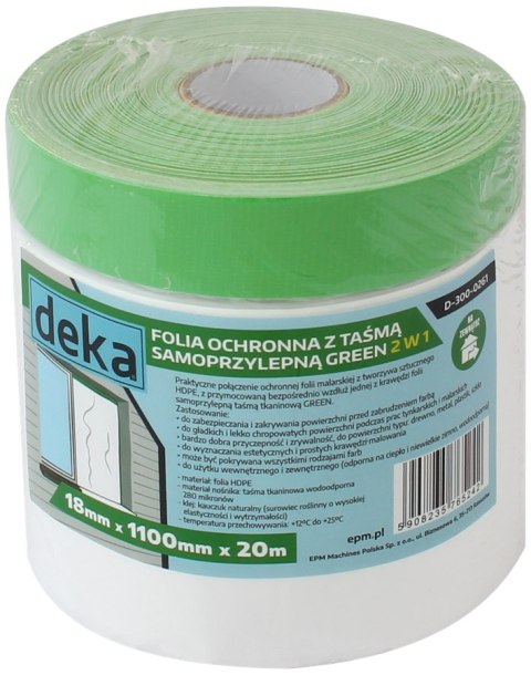 FOLIA OCHRONNA Z TAŚMĄ ZIELONĄ DO ZEWNĄTRZ 110CM*20M FOLIA OCHRONNA Z TAŚMĄ ZIELONĄ DO ZEWNĄTRZ 110CM*20M