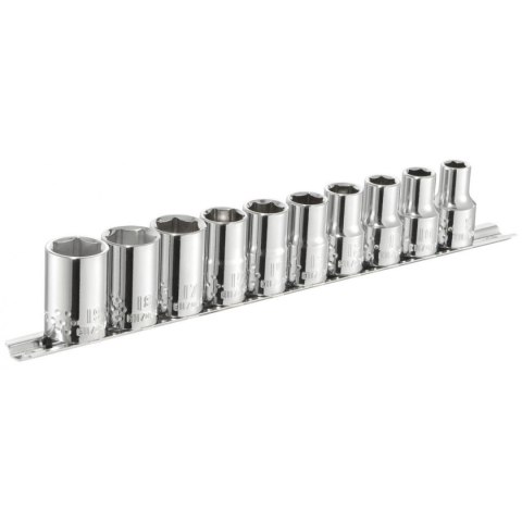 ZESTAW NASADEK 6-KĄTNYCH, 1/2'' NA SZYNIE, 10CZ, ZESTAW NASADEK 6-KĄTNYCH, 1/2'' NA SZYNIE, 10CZ,