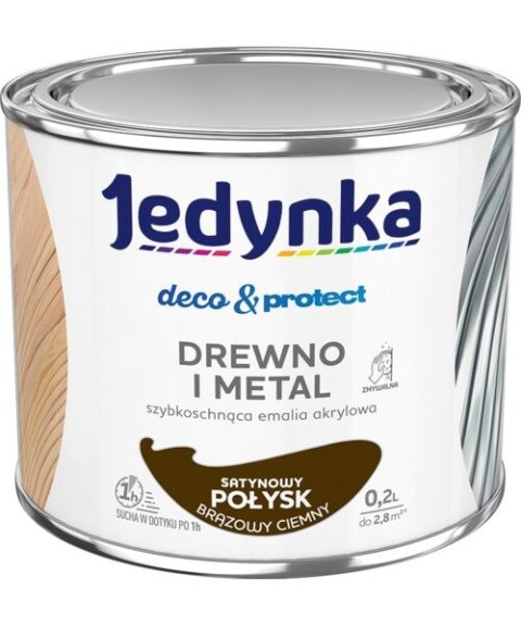 JEDYNKA DECO&PROTECT DREWNO I METAL SATYNA BRĄZOWY CIEM 0,2L JEDYNKA DECO&PROTECT DREWNO I METAL SATYNA BRĄZOWY CIEM 0,2L
