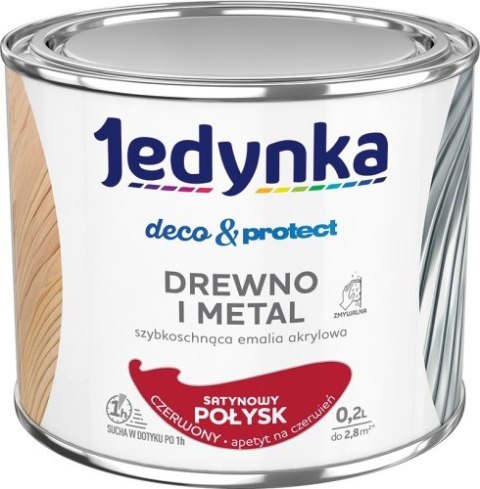 JEDYNKA DECO&PROTECT DREWNO I METAL SATYNA CZERWONA 0,2L JEDYNKA DECO&PROTECT DREWNO I METAL SATYNA CZERWONA 0,2L