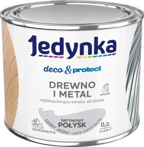 JEDYNKA DECO&PROTECT DREWNO I METAL SATYNA SZARY JASNY 0,2L JEDYNKA DECO&PROTECT DREWNO I METAL SATYNA SZARY JASNY 0,2L