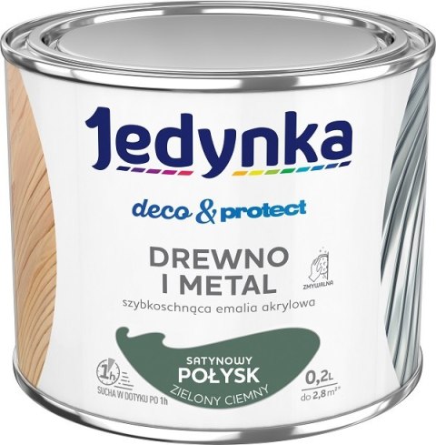 JEDYNKA DECO&PROTECT DREWNO I METAL SATYNA ZIELONY CIEM 0,2L JEDYNKA DECO&PROTECT DREWNO I METAL SATYNA ZIELONY CIEM 0,2L