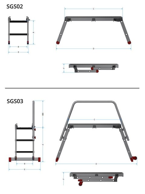 SKŁADANA PLATFORMA ROBOCZA Z PORĘCZĄ SGS3 SKŁADANA PLATFORMA ROBOCZA Z PORĘCZĄ SGS3
