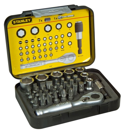 ZESTAW BITÓW I NASADEK 1/4'' Z GRZECHOTKĄ 39SZT. ZESTAW BITÓW I NASADEK 1/4'' Z GRZECHOTKĄ 39SZT.