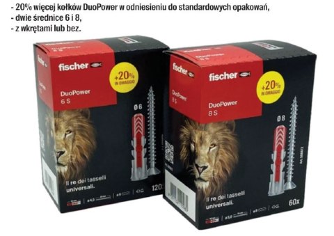 KOŁEK DUOPOWER 8*40 S Z WKRĘTEM MOCOWANIE UNIWERSALNE 60 SZT KOŁEK DUOPOWER 8*40 S Z WKRĘTEM MOCOWANIE UNIWERSALNE 60 SZT