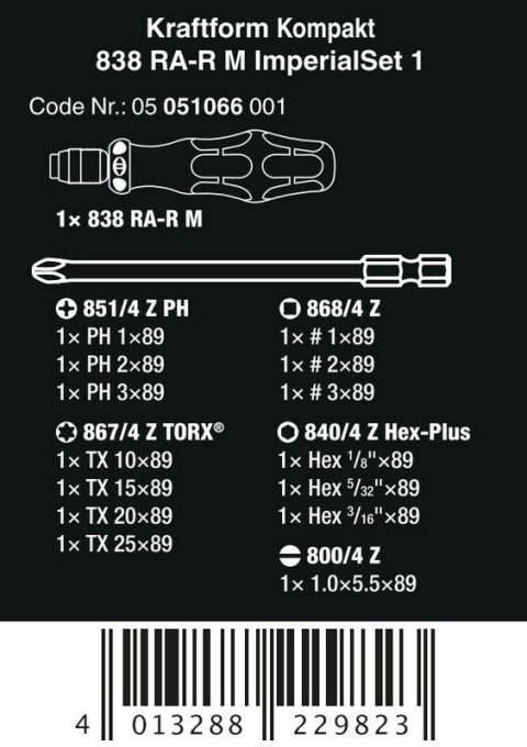 ZESTAW KRAFTFORM KOMPAKT 838 RA-R M IMPERIAL SET 1, 15 CZ. ZESTAW KRAFTFORM KOMPAKT 838 RA-R M IMPERIAL SET 1, 15 CZ.