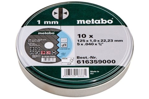 TARCZA TNĄCA INOX 125*1.0*22.23MM 10SZT TARCZA TNĄCA INOX 125*1.0*22.23MM 10SZT