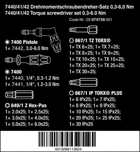 ZESTAW WKRĘTAKÓW DYNAMOMETRYCZNYCH NASTAWNYCH 0.3-6.0NM 27CZ ZESTAW WKRĘTAKÓW DYNAMOMETRYCZNYCH NASTAWNYCH 0.3-6.0NM 27CZ