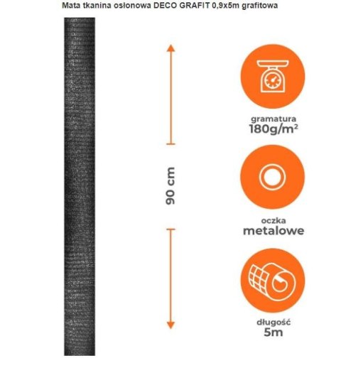 MATA OSŁONOWA DECO BASIC GRAFIT 90CM ROLKA 5MB MATA OSŁONOWA DECO BASIC GRAFIT 90CM ROLKA 5MB