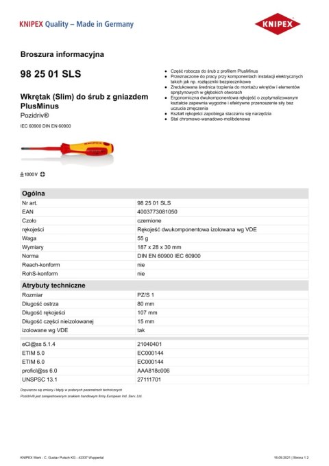 WKRĘTAK POZIDRIV SLIM IZOLACJĄ 100 MM PZ2 WKRĘTAK POZIDRIV SLIM IZOLACJĄ 100 MM PZ2