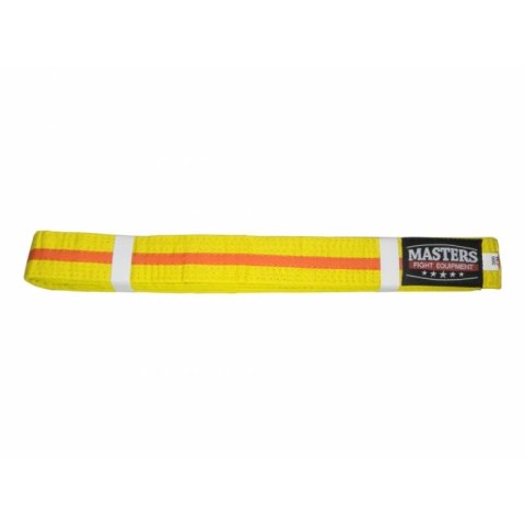Pas do kimona MASTERS żółty z pomarańczową lamówką 06224-280040704 Pas do kimona MASTERS żółty z pomarańczową lamówką 06224-280040704