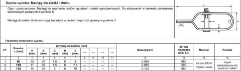 NAPINACZ SIATKI 090MM CZARNY NAPINACZ SIATKI 090MM CZARNY