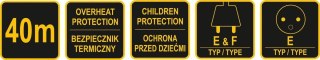PRZEDŁUŻACZ BĘBNOWY 4 GNIAZDA 40 METRÓW