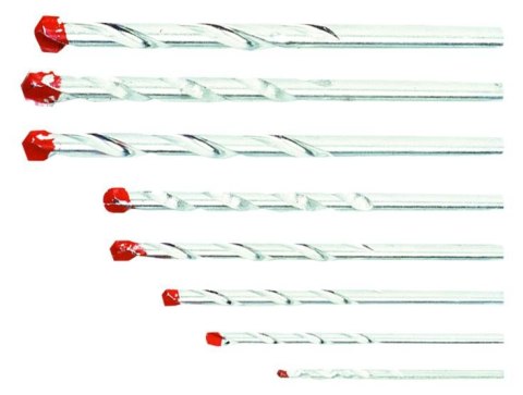 WIERTŁA DO BETONU 3-10MM KOMPLET 8 SZTUK WIERTŁA DO BETONU 3-10MM KOMPLET 8 SZTUK