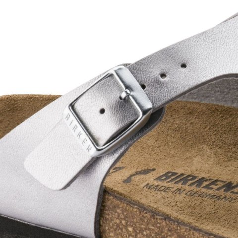 Japonki damskie Birkenstock Gizeh Birko-Flor srebrne regular szerokie (0043851)