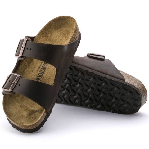Klapki damskie/męskie brązowe Birkenstock Arizona Nubuk Habana narrow wąskie (52533)