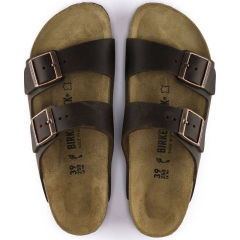 Klapki damskie/męskie brązowe Birkenstock Arizona Nubuk Habana narrow wąskie (52533)