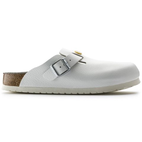 Chodaki męskie Birkenstock Boston ESD White skóra naturalna klapki dla medyka regular szerokie (0061370)