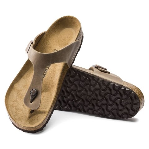 Japonki damskie Birkenstock Gizeh Oiled Leather Tabacco Brown Narrow wąskie (0943813)