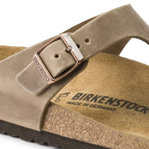 Japonki damskie Birkenstock Gizeh Oiled Leather Tabacco Brown Narrow wąskie (0943813)