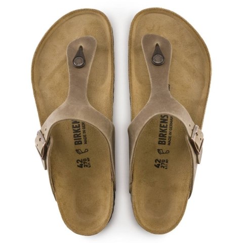 Japonki damskie Birkenstock Gizeh Oiled Leather Tabacco Brown Narrow wąskie (0943813)