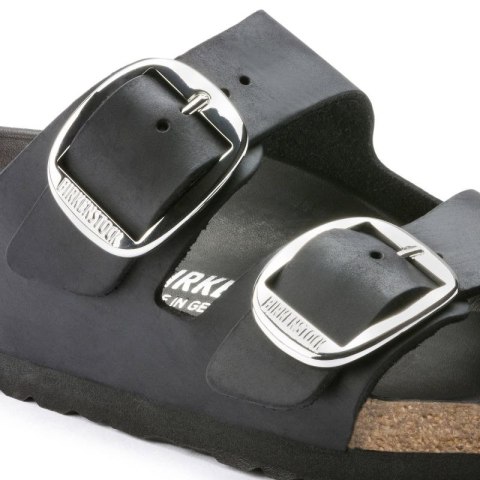 Klapki damskie Birkenstock Arizona Big Buckle Oiled Leather Black narrow wąskie (1011075)
