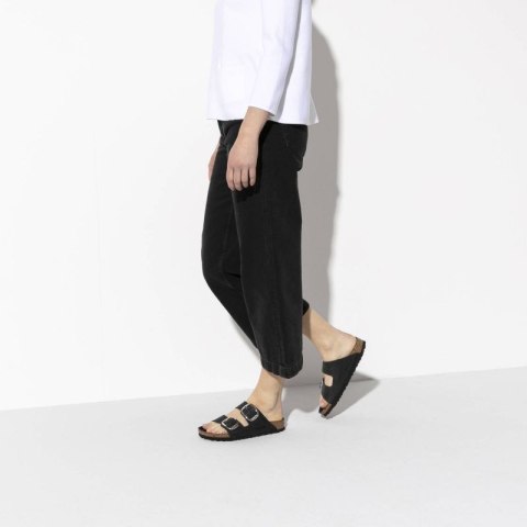 Klapki damskie Birkenstock Arizona Big Buckle Oiled Leather Black narrow wąskie (1011075)