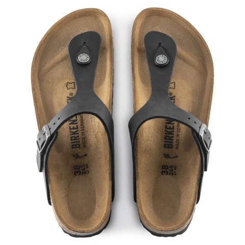 Japonki damskie/męskie Birkenstock Gizeh NU Oiled Black Regular olejowana skóra na szeroką stopę (0845251)