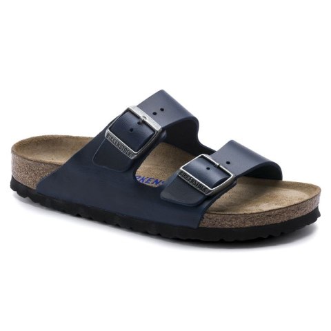 Klapki Birkenstock Arizona Soft Footbed Oiled Leather Narrow damskie/męskie Blue Niebieskie na wąską stopę olejowana skóra (1013