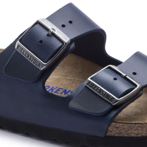 Klapki Birkenstock Arizona Soft Footbed Oiled Leather Narrow damskie/męskie Blue Niebieskie na wąską stopę olejowana skóra (1013