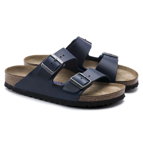 Klapki Birkenstock Arizona Soft Footbed Oiled Leather Narrow damskie/męskie Blue Niebieskie na wąską stopę olejowana skóra (1013