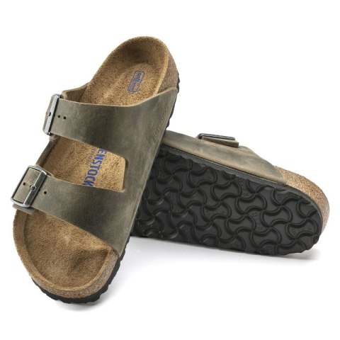 Klapki damskie/męskie Birkenstock Arizona Soft Footbed Oiled Leather Narrow Faded Khaki na wąską stopę olejowana skóra (1019377) Klapki damskie/męskie Birkenstock Arizona Soft Footbed Oiled Leather Narrow Faded Khaki na wąską stopę olejowana skóra (1019377)