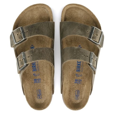 Klapki damskie/męskie Birkenstock Arizona Soft Footbed Oiled Leather Narrow Faded Khaki na wąską stopę olejowana skóra (1019377) Klapki damskie/męskie Birkenstock Arizona Soft Footbed Oiled Leather Narrow Faded Khaki na wąską stopę olejowana skóra (1019377)