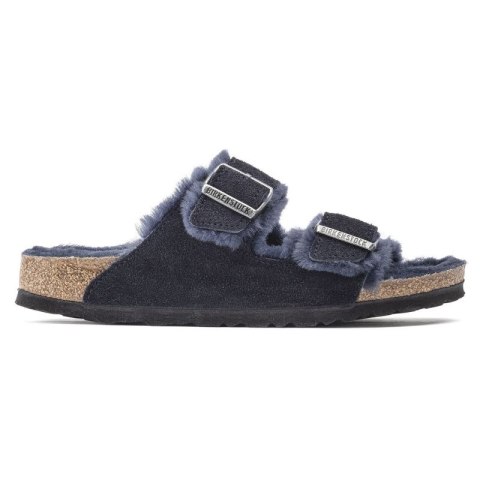 Klapki ocieplane Birkenstock Arizona VL Shearling Midnight skóra zamszowa szerokie regular (1020592)
