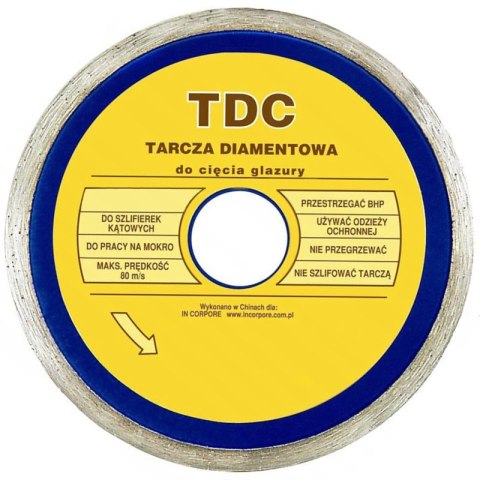 TARCZA DIAMENTOWA GŁADKA DO GLAZURY TDC 110MM TARCZA DIAMENTOWA GŁADKA DO GLAZURY TDC 110MM