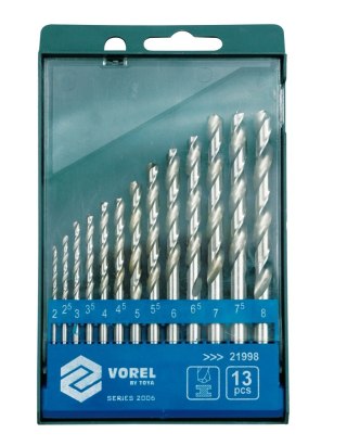 KOMPLET WIERTEŁ DO METALU HSS 2-8MM 13SZT