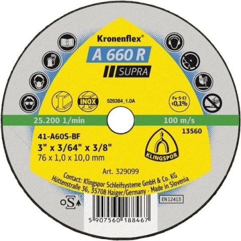 TARCZA PŁASKA A660R T1A 76*1*10MM 329099 TARCZA PŁASKA A660R T1A 76*1*10MM 329099