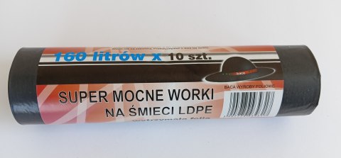 WORKI NA ŚMIECI 160L 90*110 CZARNE 10 SZTUK WORKI NA ŚMIECI 160L 90*110 CZARNE 10 SZTUK