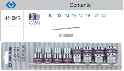 KOMPLET NASADEK 1/2 6-KĄTNE 8 SZTUK 10-22MM CHROMOWANE KOMPLET NASADEK 1/2 6-KĄTNE 8 SZTUK 10-22MM CHROMOWANE
