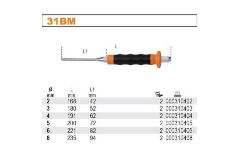 WYBIJAK CYLINDRYCZNY Z RĘKOJEŚCIĄ 235MM WYBIJAK CYLINDRYCZNY Z RĘKOJEŚCIĄ 235MM