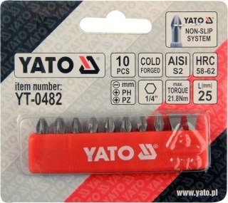 GROT, BIT, KOŃCÓWKA DO WKRĘTARKI 25MM KOMPLET 10-SZTUKOWY
