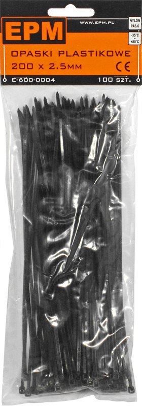 OPASKI PLASTIKOWE PA6.6 100SZT. CZARNE 430*4.8 OPASKI PLASTIKOWE PA6.6 100SZT. CZARNE 430*4.8