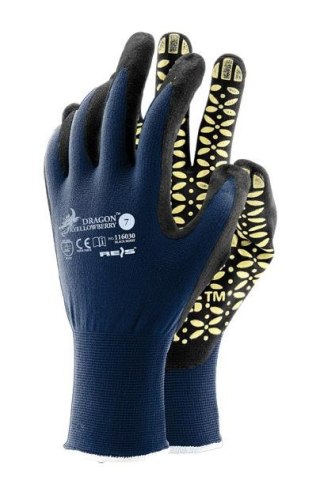 RĘKAWICE LYCRA+NYLON POWLEKANE NITRYLEM RYELLOWBERRY 9