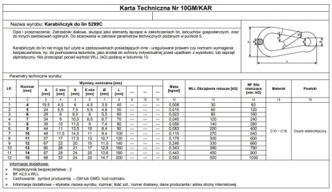 KARABIŃCZYK DO LIN DIN 5299C 15*200MM KARABIŃCZYK DO LIN DIN 5299C 15*200MM
