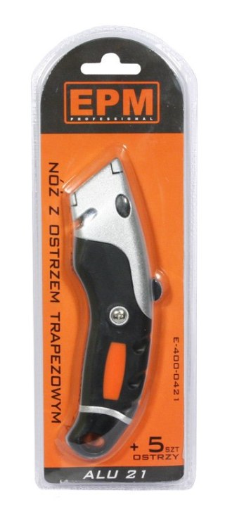 NÓŻ Z OSTRZEM TRAPEZOWYM ALUMINIOWY + 5 SZTUK OSTRZY