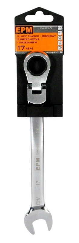 KLUCZ PŁASKO-OCZKOWY Z GRZECHOTKĄ UCHYLNY 14 MM KLUCZ PŁASKO-OCZKOWY Z GRZECHOTKĄ UCHYLNY 14 MM