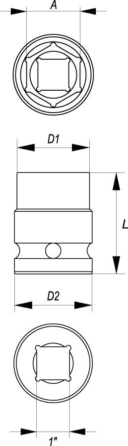 NASADKA KRÓTKA UDAROWA 6-KĄTNA 1'' 48MM NASADKA KRÓTKA UDAROWA 6-KĄTNA 1'' 48MM